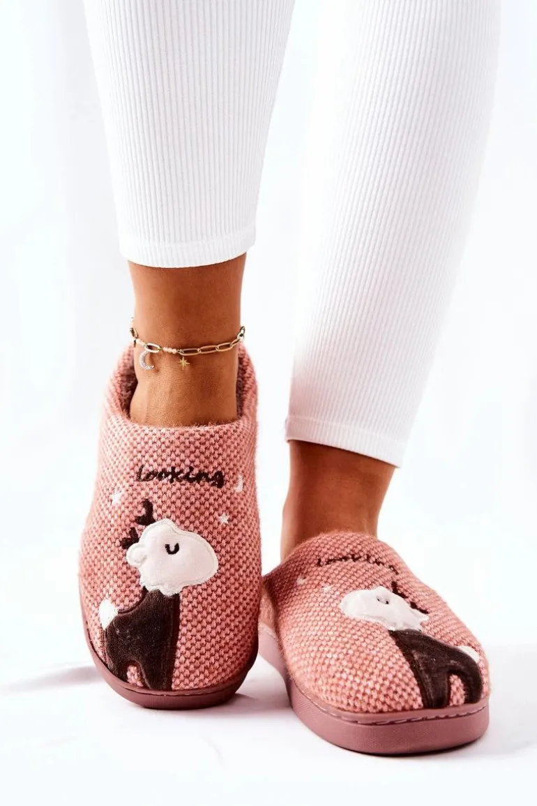 Papcie Ocieplane Renifer Ciemnoróżowe Jilly