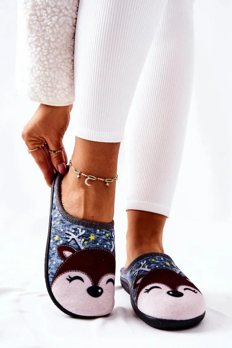 Papcie Ocieplane Renifer Niebieskie Taffy