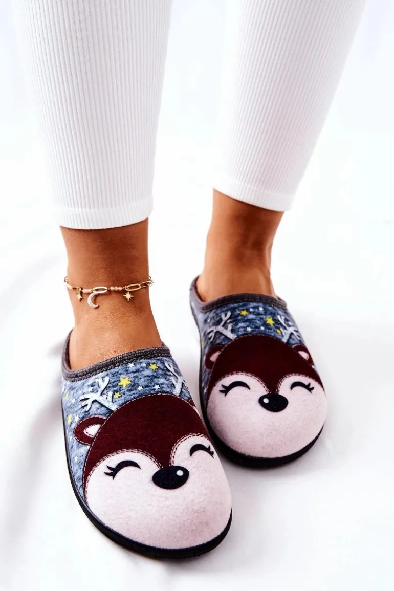 Papcie Ocieplane Renifer Niebieskie Taffy