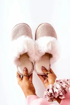 Papcie Ocieplane Z Futerkiem Beżowe Flamarin