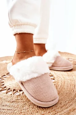 Papcie Ocieplane Z Futerkiem Beżowe Flamarin