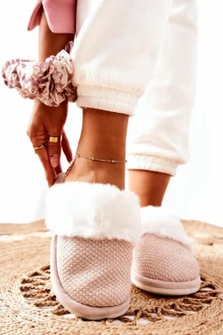 Papcie Ocieplane Z Futerkiem Beżowe Flamarin