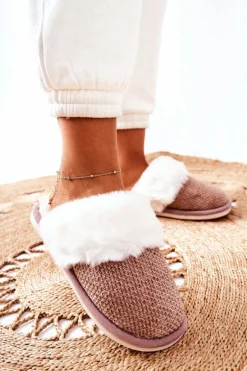 Papcie Ocieplane Z Futerkiem Jasnobrązowe Flamarin