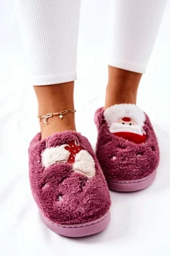 Papcie Świąteczne Mikołaj I Renifer Fioletowe