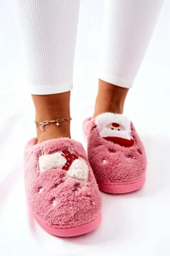 Papcie Świąteczne Mikołaj I Renifer Różowe