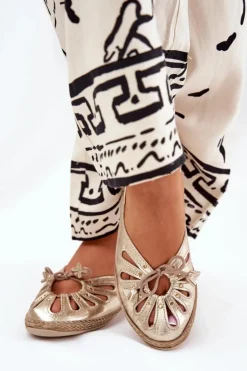 Płaskie Baleriny Z Naturalnej Skóry Zazoo 10179 Złote