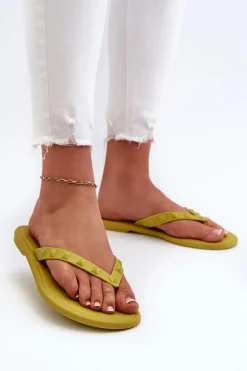 Płaskie Elastyczne Klapki Japonki Damskie ZAXY JJ285253 Limonkowe