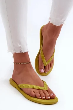 Płaskie Elastyczne Klapki Japonki Damskie ZAXY JJ285253 Limonkowe