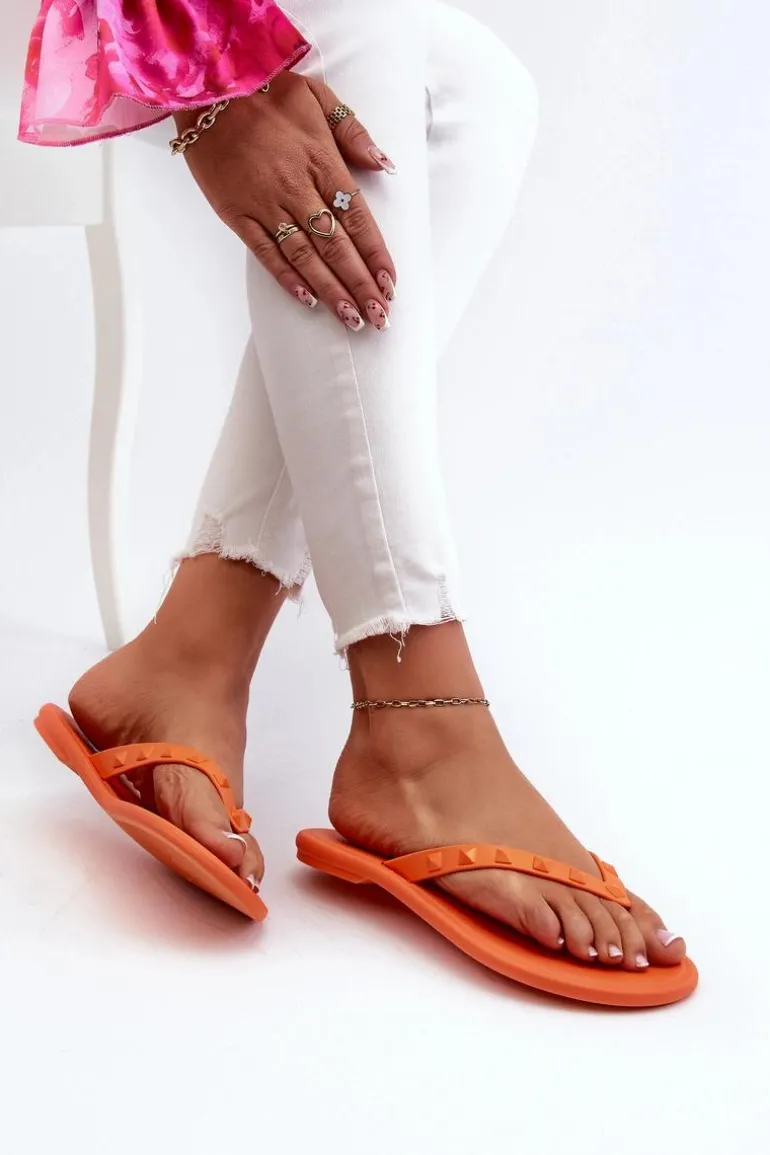 Płaskie Elastyczne Klapki Japonki Damskie ZAXY JJ285254 Pomarańczowe