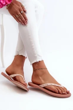 Płaskie Elastyczne Klapki Japonki Damskie ZAXY JJ285298 Różowe