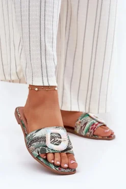 Płaskie Klapki Damskie Z Ozdobną Klamrą Multikolor Clariola