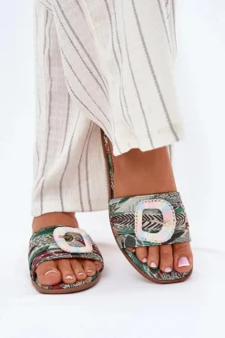 Płaskie Klapki Damskie Z Ozdobną Klamrą Multikolor Clariola