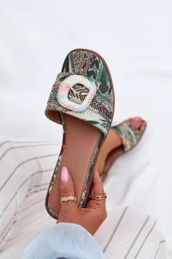 Płaskie Klapki Damskie Z Ozdobną Klamrą Multikolor Clariola