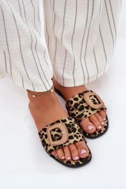 Płaskie Klapki Damskie Z Ozdobną Klamrą Panterka Clariola