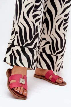 Płaskie Klapki Z Wycięciami I Ozdobą Fuksja Bohalis