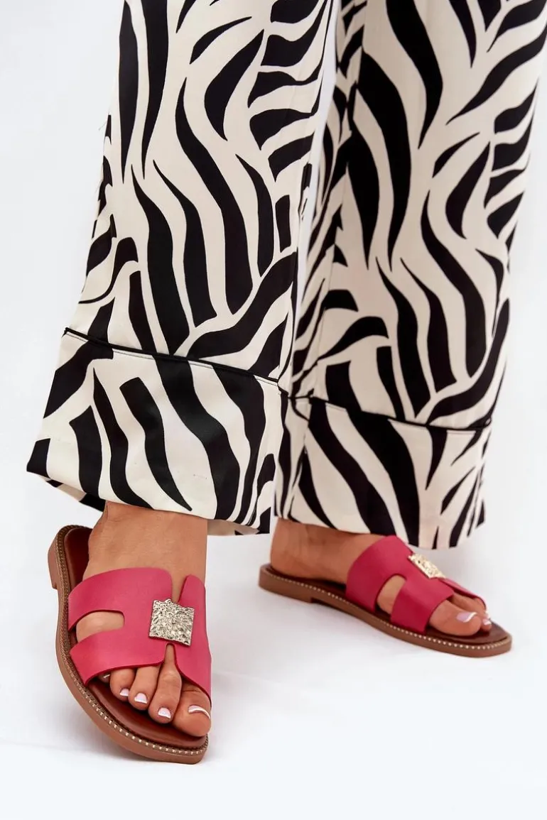 Płaskie Klapki Z Wycięciami I Ozdobą Fuksja Bohalis