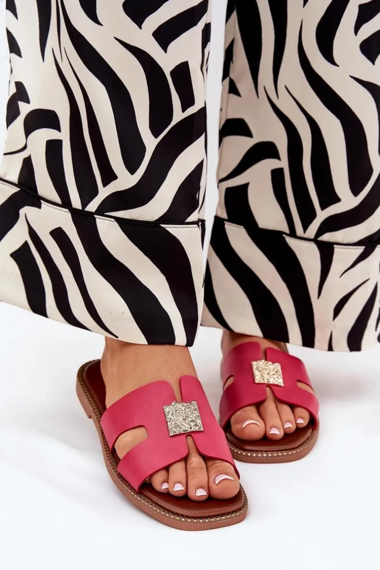 Płaskie Klapki Z Wycięciami I Ozdobą Fuksja Bohalis