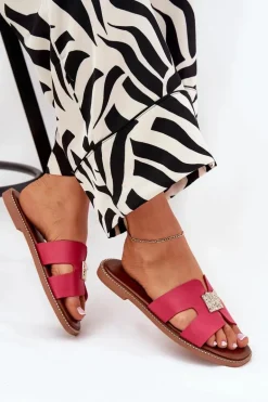 Płaskie Klapki Z Wycięciami I Ozdobą Fuksja Bohalis