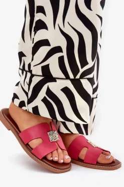 Płaskie Klapki Z Wycięciami I Ozdobą Fuksja Bohalis