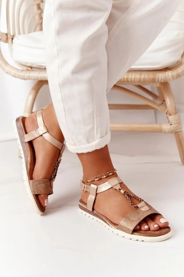Płaskie Sandały Damskie Miedziane Willow