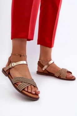 Płaskie Sandały Damskie S.Barski MY923 Brązowe