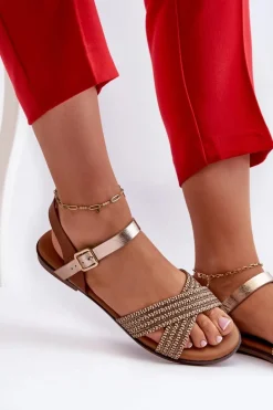 Płaskie Sandały Damskie S.Barski MY923 Brązowe