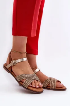 Płaskie Sandały Damskie S.Barski MY923 Brązowe