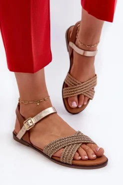 Płaskie Sandały Damskie S.Barski MY923 Brązowe