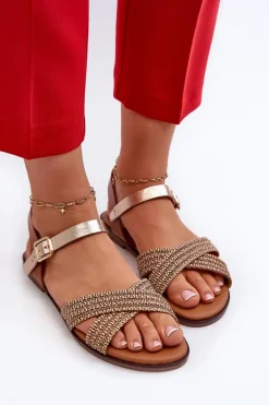 Płaskie Sandały Damskie S.Barski MY923 Brązowe