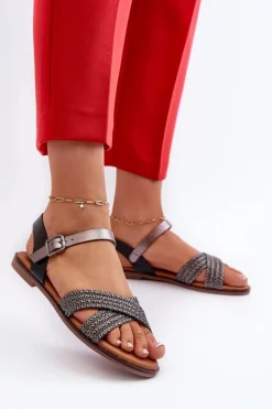 Płaskie Sandały Damskie S.Barski MY923 Czarne