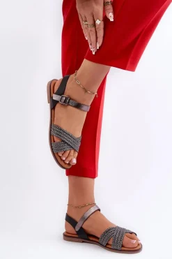 Płaskie Sandały Damskie S.Barski MY923 Czarne