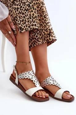 Płaskie Sandały Damskie Sergio Leone SK070H Białe