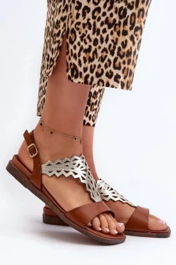 Płaskie Sandały Damskie Sergio Leone SK070H Brązowe