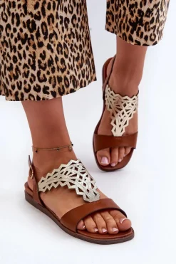 Płaskie Sandały Damskie Sergio Leone SK070H Brązowe