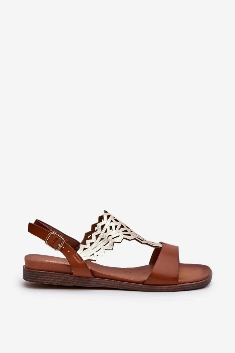 Płaskie Sandały Damskie Sergio Leone SK070H Brązowe