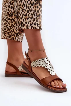 Płaskie Sandały Damskie Sergio Leone SK070H Brązowe