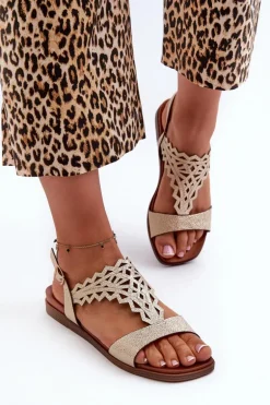 Płaskie Sandały Damskie Sergio Leone SK070H Złote