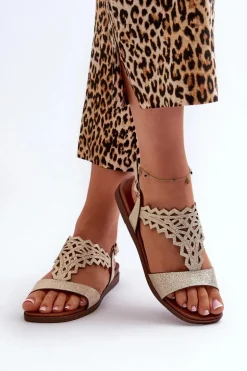 Płaskie Sandały Damskie Sergio Leone SK070H Złote