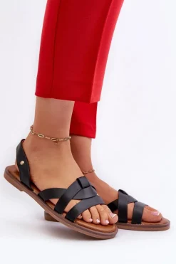 Płaskie Sandały Damskie Z Eko Skóry Vinceza 17347 Czarne