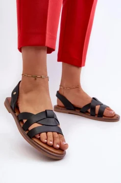 Płaskie Sandały Damskie Z Eko Skóry Vinceza 17347 Czarne