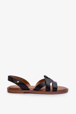 Płaskie Sandały Damskie Z Eko Skóry Vinceza 17347 Czarne