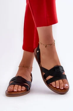 Płaskie Sandały Damskie Z Eko Skóry Vinceza 17347 Czarne