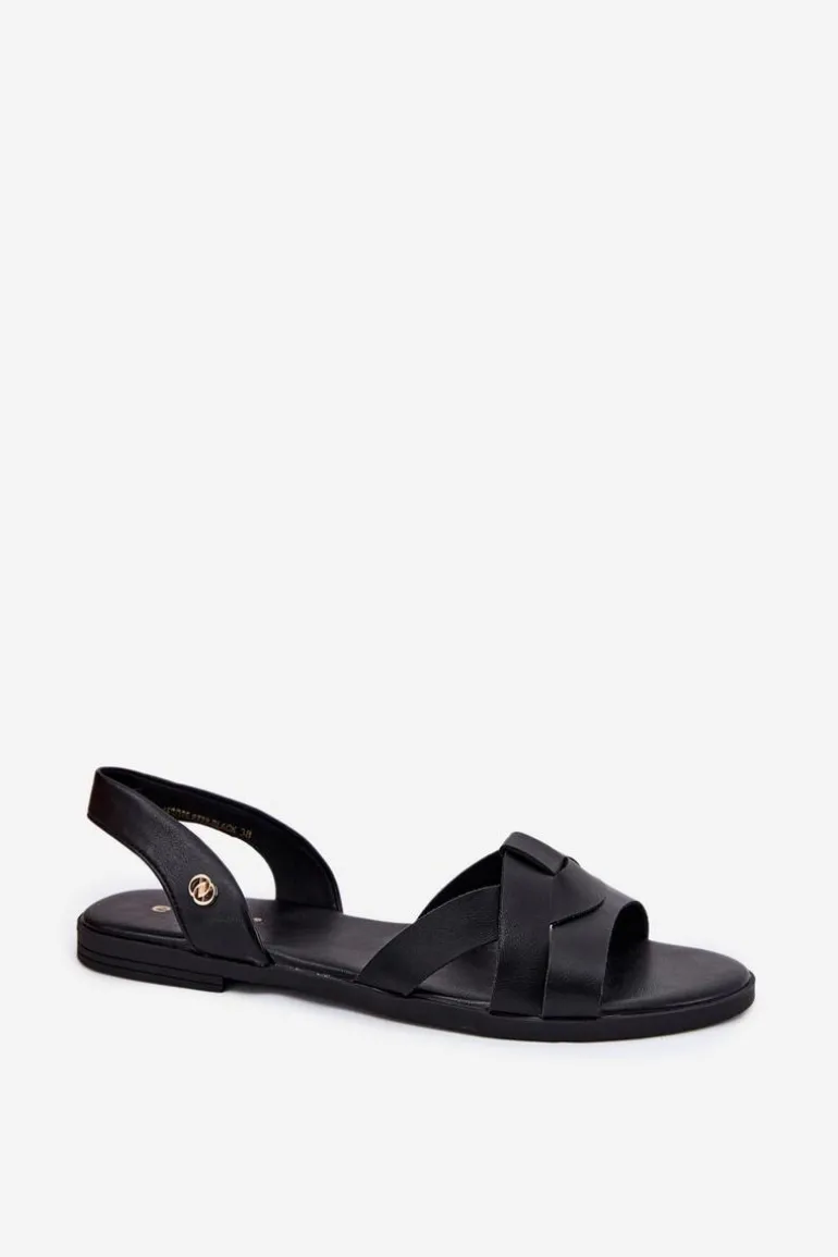 Płaskie Sandały Damskie Z Eko Skóry Czarne Illoria