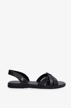 Płaskie Sandały Damskie Z Eko Skóry Czarne Illoria