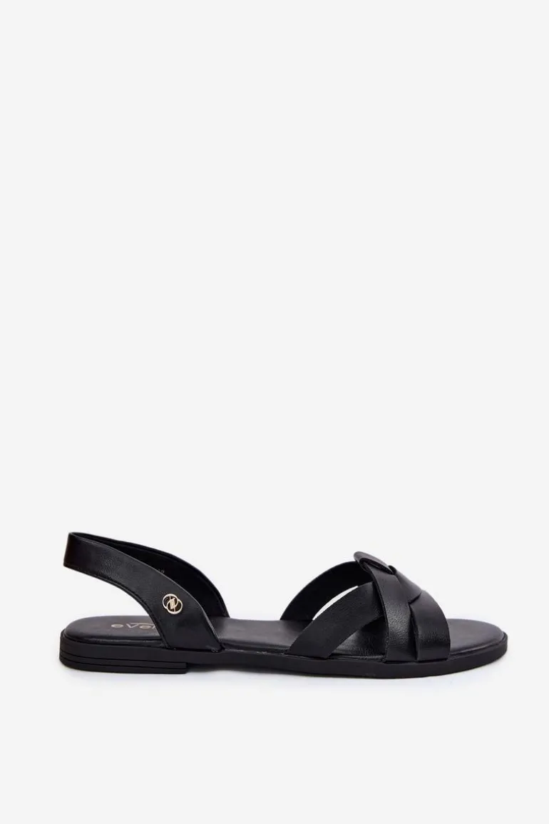 Płaskie Sandały Damskie Z Eko Skóry Czarne Illoria