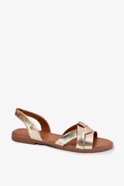 Płaskie Sandały Damskie Z Eko Skóry Złote Illoria