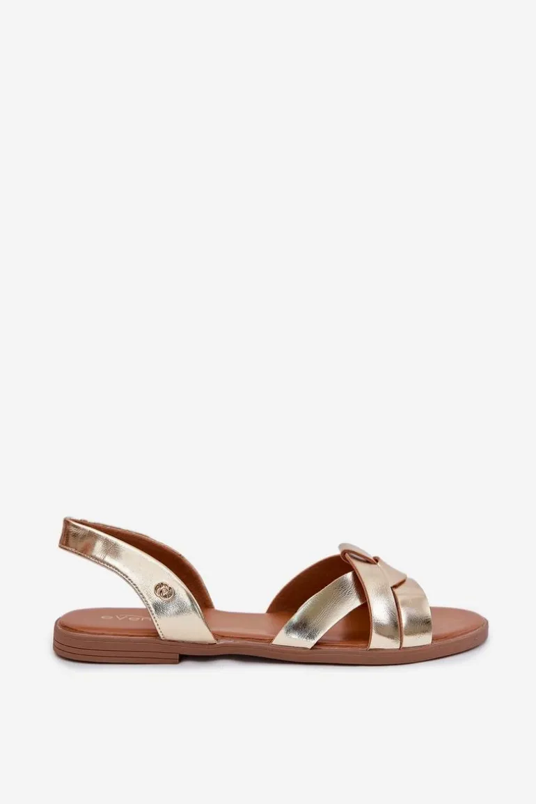Płaskie Sandały Damskie Z Eko Skóry Złote Illoria