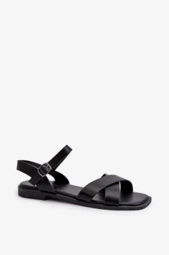 Płaskie Sandały Damskie Z Eko Skóry S.Barski KV27-003 Czarne