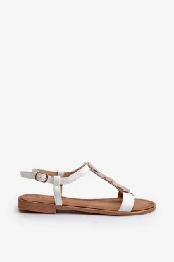 Płaskie Sandały Damskie Z Eko Skóry Białe Jeritellia