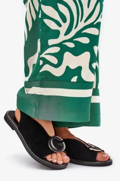 Płaskie Sandały Z Ozdobą Czarne Haliones